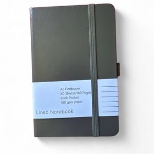 Classic Black A6 Hardcover Notebook with Elastic Closure